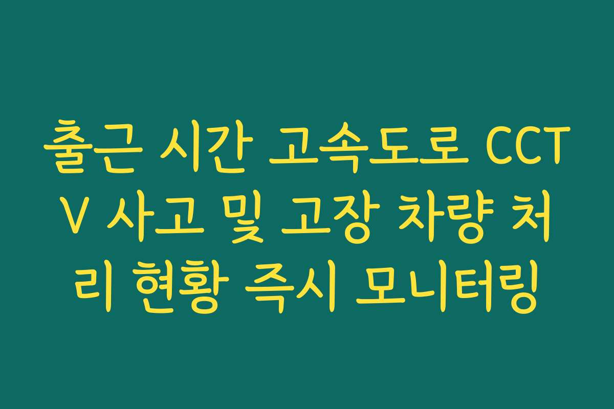 출근 시간 고속도로 CCTV 사고 및 고장 차량 처리 현황 즉시 모니터링