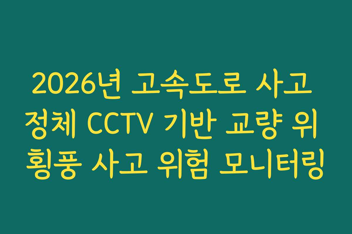 2026년 고속도로 사고 정체 CCTV 기반 교량 위 횡풍 사고 위험 모니터링