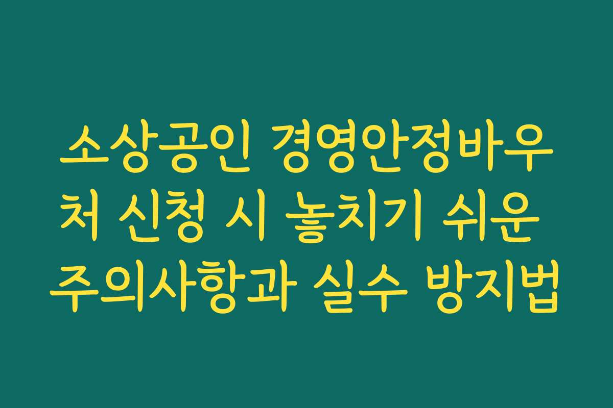 소상공인 경영안정바우처 신청 시 놓치기 쉬운 주의사항과 실수 방지법
