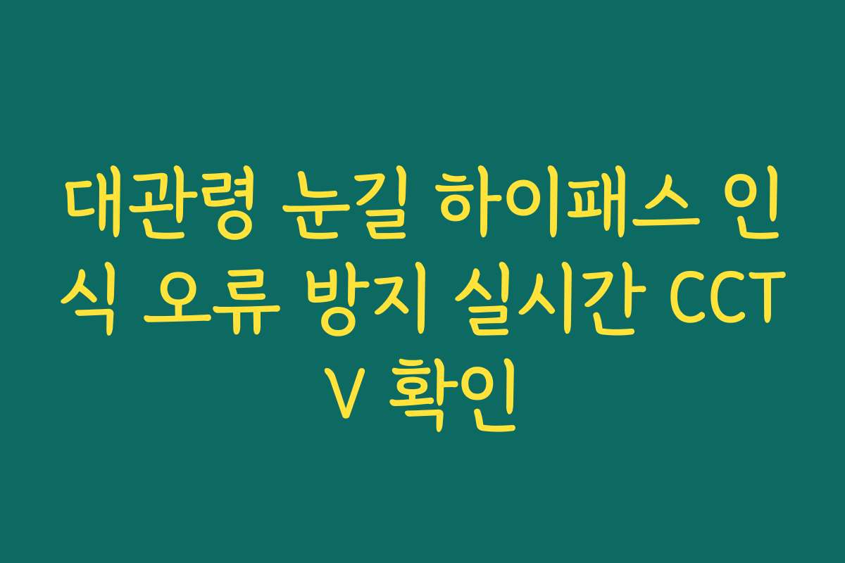 대관령 눈길 하이패스 인식 오류 방지 실시간 CCTV 확인