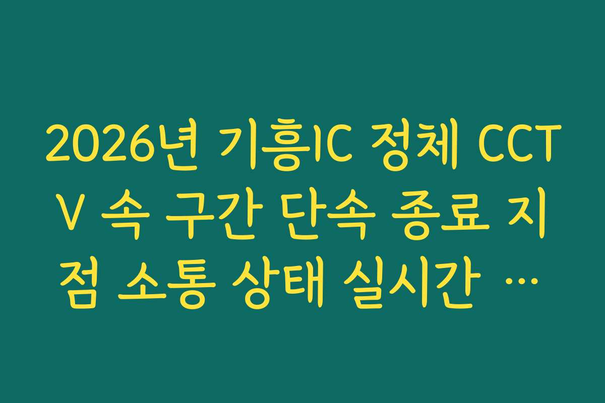 2026년 기흥IC 정체 CCTV 속 구간 단속 종료 지점 소통 상태 실시간 분석