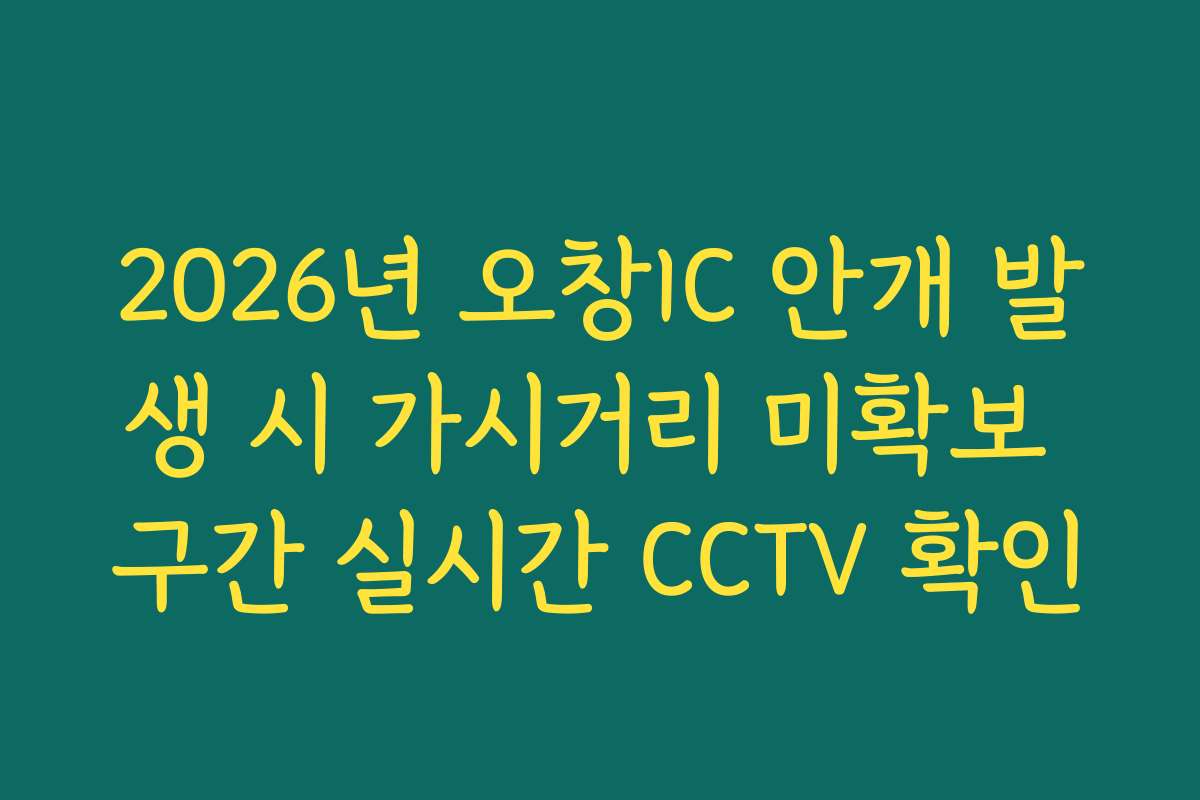 2026년 오창IC 안개 발생 시 가시거리 미확보 구간 실시간 CCTV 확인