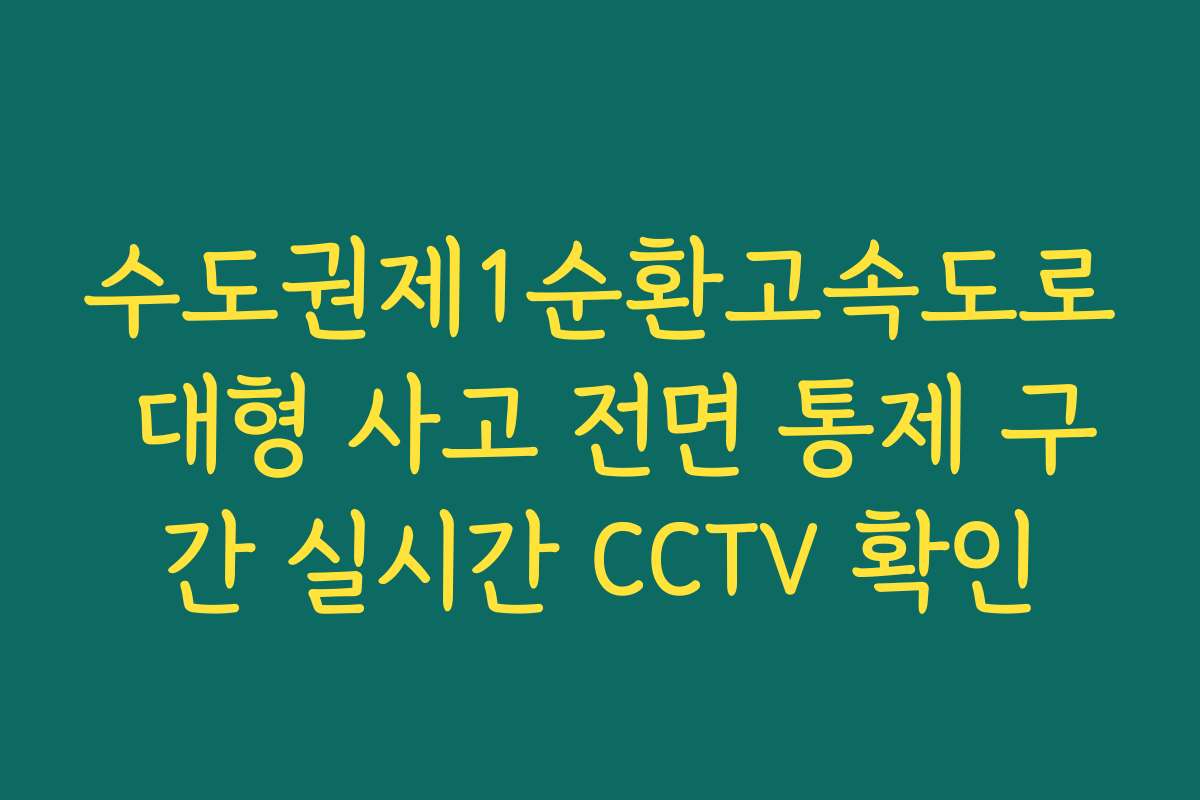 수도권제1순환고속도로 대형 사고 전면 통제 구간 실시간 CCTV 확인