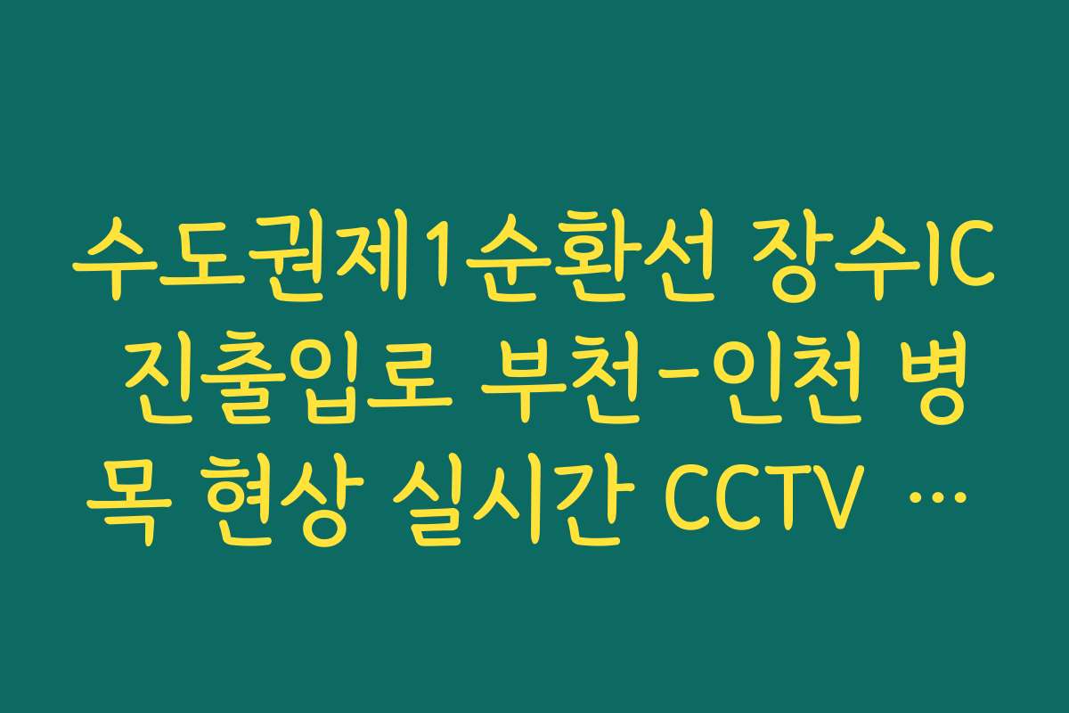 수도권제1순환선 장수IC 진출입로 부천-인천 병목 현상 실시간 CCTV 확인