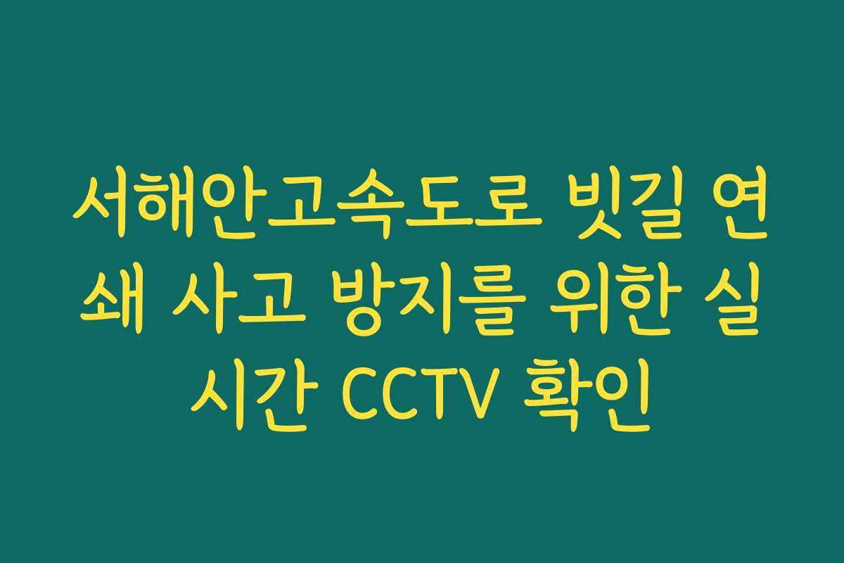 서해안고속도로 빗길 연쇄 사고 방지를 위한 실시간 CCTV 확인