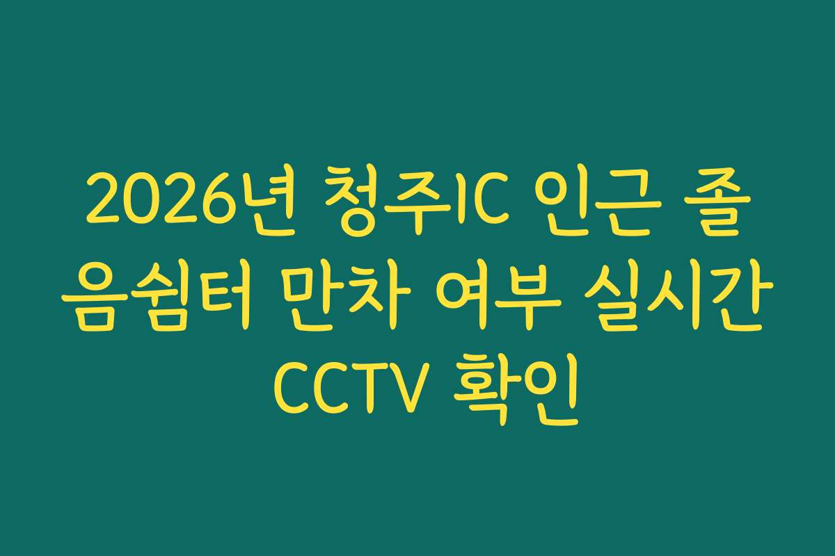 2026년 청주IC 인근 졸음쉼터 만차 여부 실시간 CCTV 확인