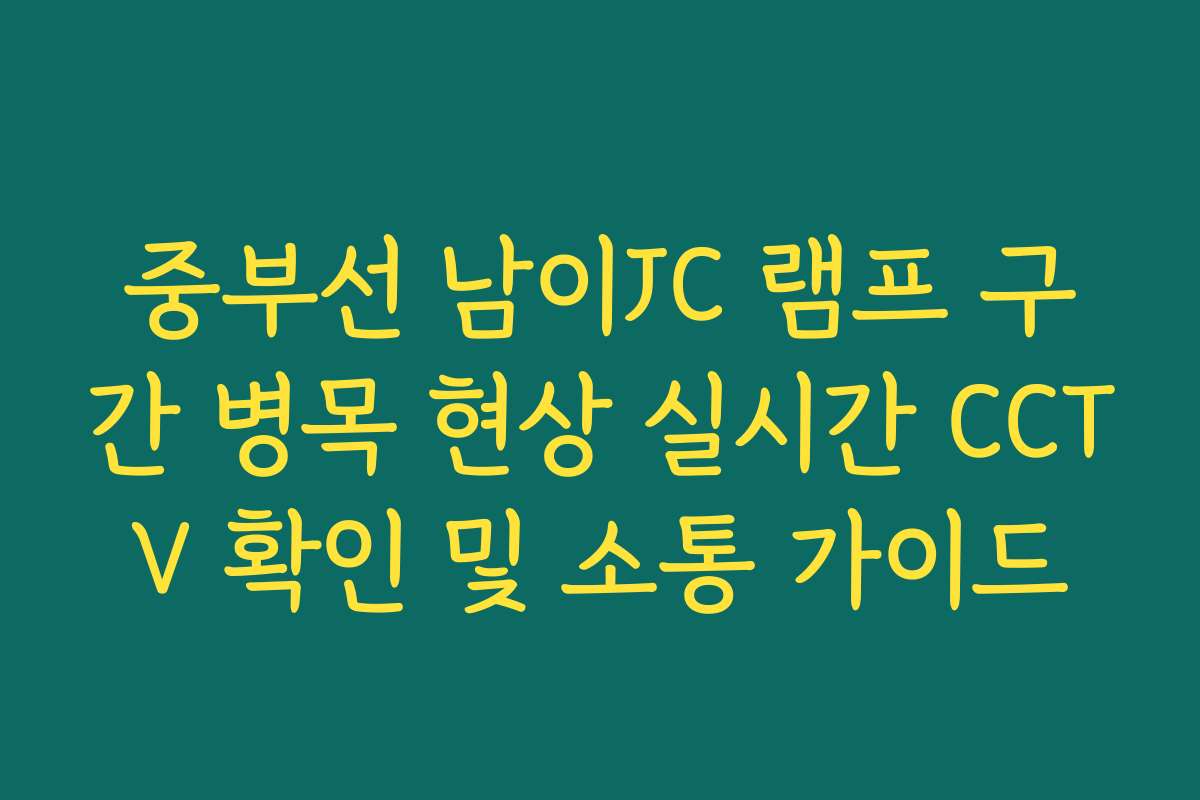중부선 남이JC 램프 구간 병목 현상 실시간 CCTV 확인 및 소통 가이드