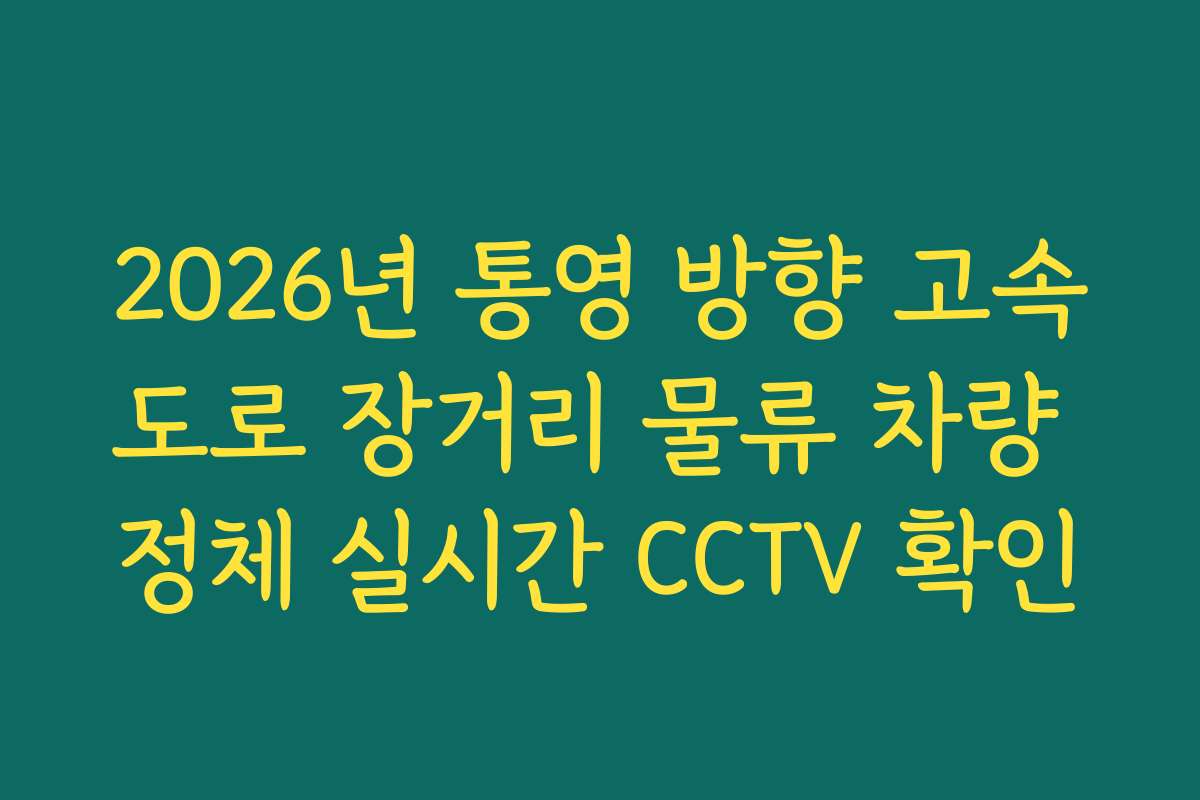 2026년 통영 방향 고속도로 장거리 물류 차량 정체 실시간 CCTV 확인