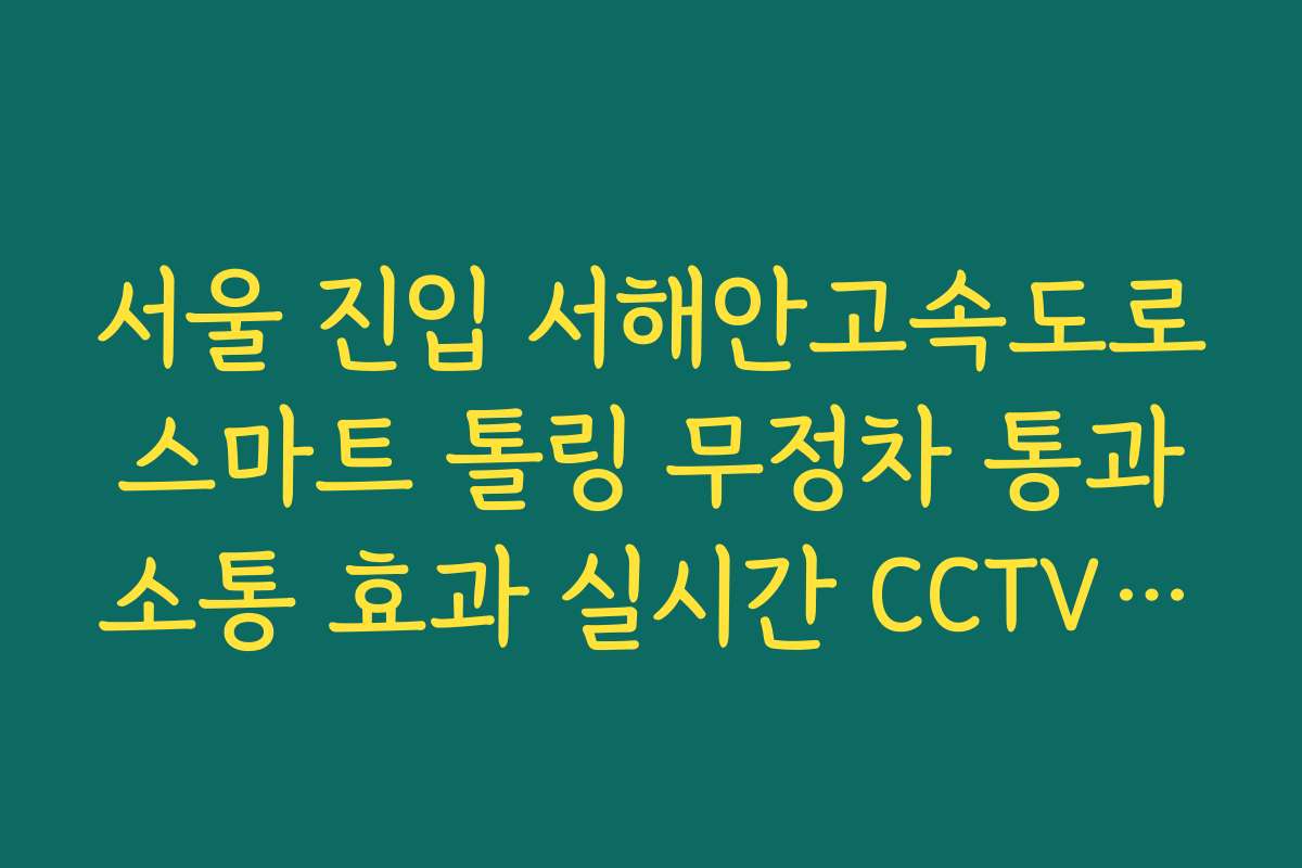 서울 진입 서해안고속도로 스마트 톨링 무정차 통과 소통 효과 실시간 CCTV 확인