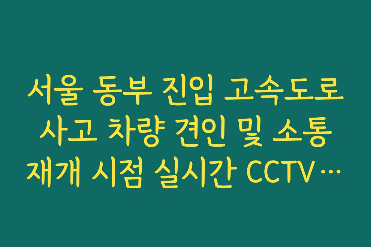 서울 동부 진입 고속도로 사고 차량 견인 및 소통 재개 시점 실시간 CCTV 확인