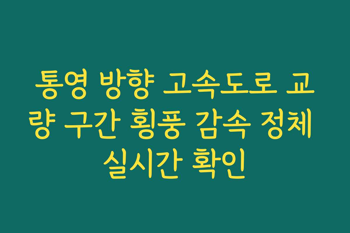 통영 방향 고속도로 교량 구간 횡풍 감속 정체 실시간 확인