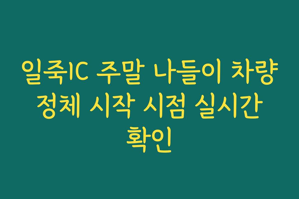 일죽IC 주말 나들이 차량 정체 시작 시점 실시간 확인