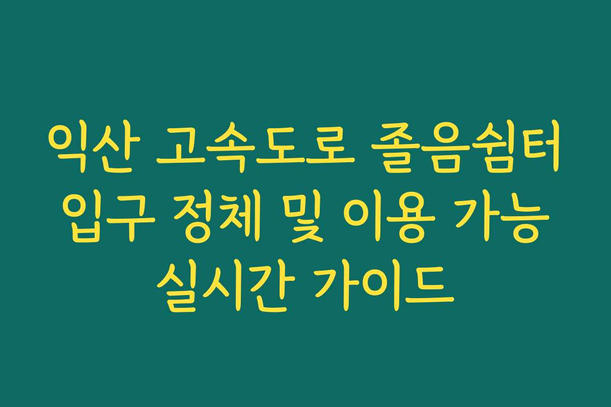 익산 고속도로 졸음쉼터 입구 정체 및 이용 가능 실시간 가이드