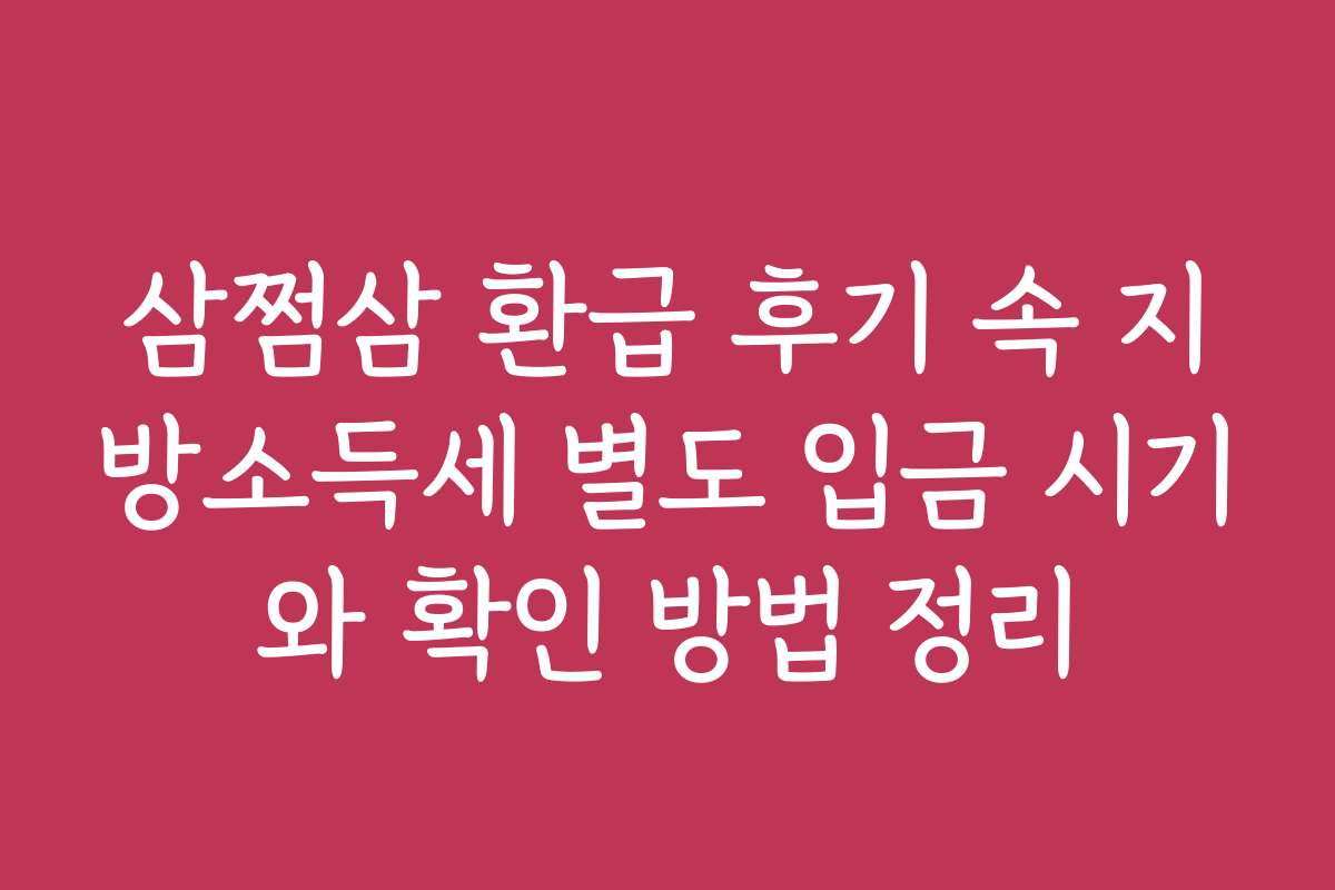 삼쩜삼 환급 후기 속 지방소득세 별도 입금 시기와 확인 방법 정리