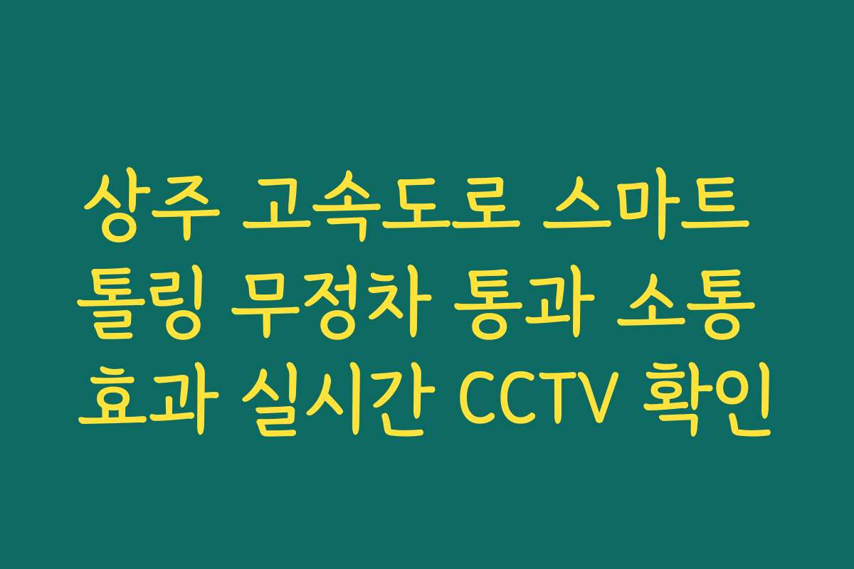 상주 고속도로 스마트 톨링 무정차 통과 소통 효과 실시간 CCTV 확인