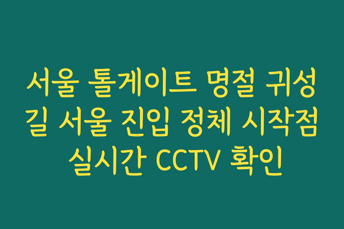 서울 톨게이트 명절 귀성길 서울 진입 정체 시작점 실시간 CCTV 확인