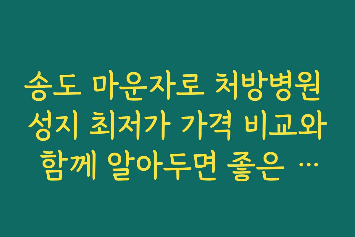 송도 마운자로 처방병원 성지 최저가 가격 비교와 함께 알아두면 좋은 건강 팁