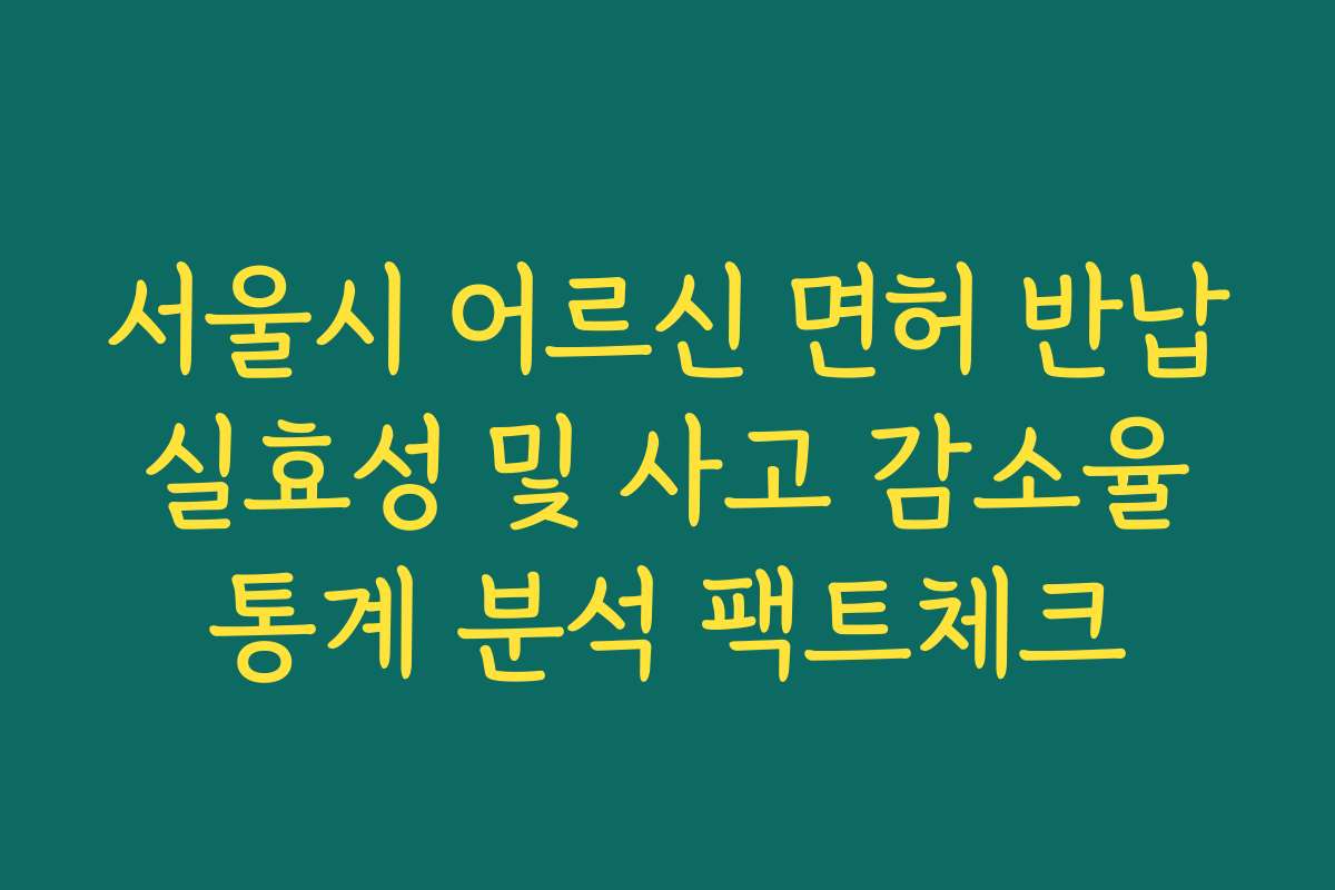 서울시 어르신 면허 반납 실효성 및 사고 감소율 통계 분석 팩트체크