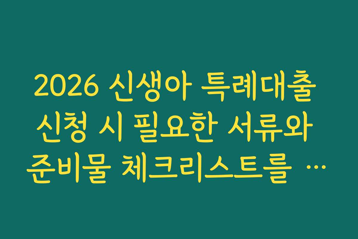 2026 신생아 특례대출 신청 시 필요한 서류와 준비물 체크리스트를 제공해드립니다
