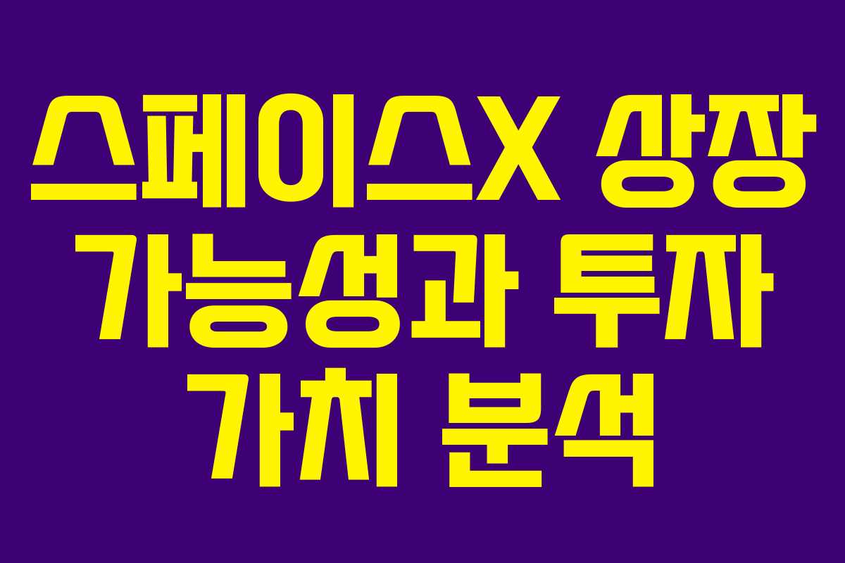 스페이스X 상장 가능성과 투자 가치 분석