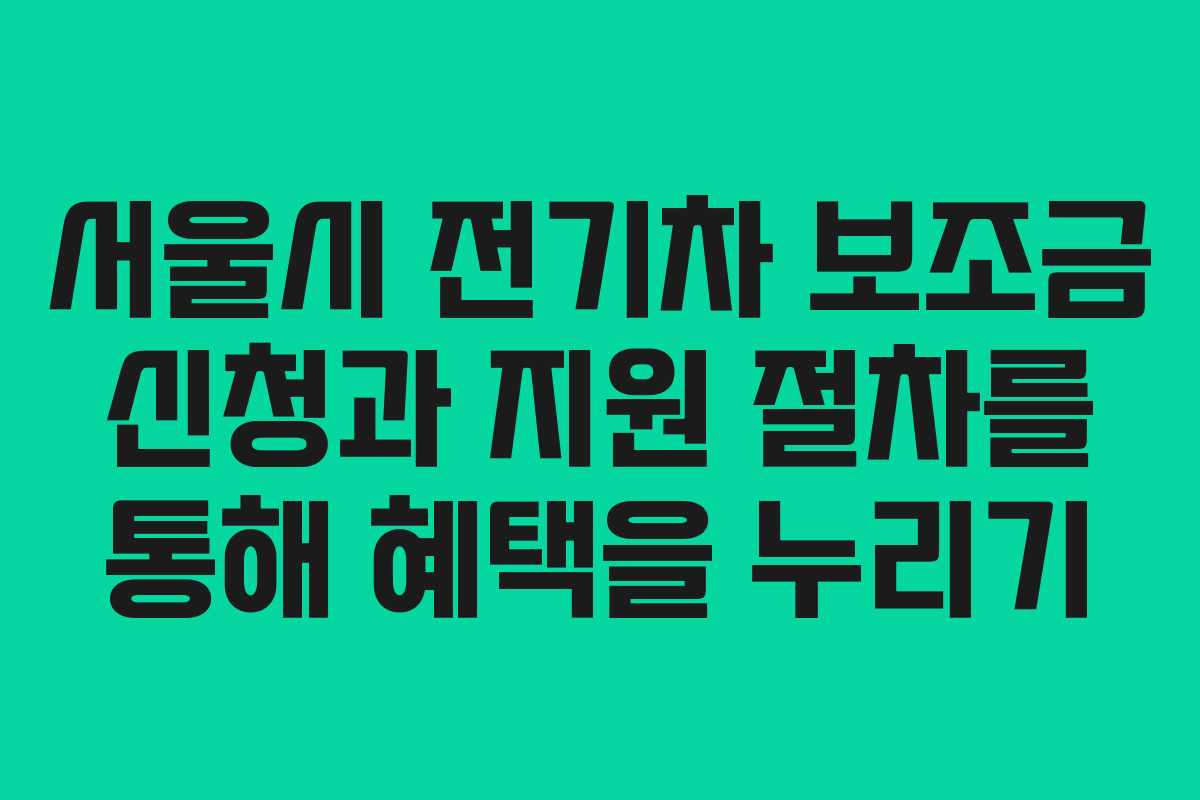 서울시 전기차 보조금 신청과 지원 절차를 통해 혜택을 누리기