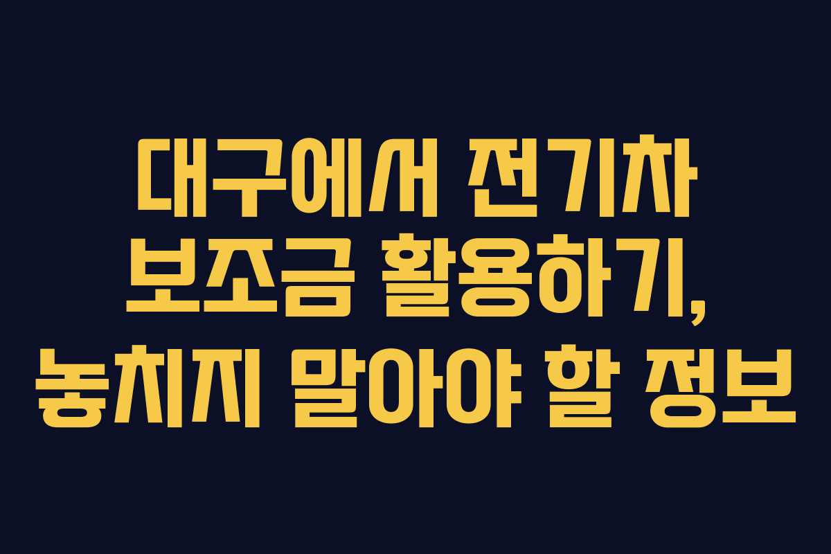 대구에서 전기차 보조금 활용하기, 놓치지 말아야 할 정보
