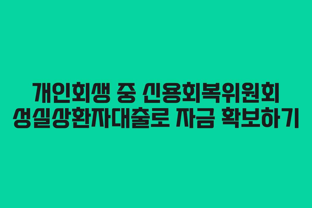 개인회생 중 신용회복위원회 성실상환자대출로 자금 확보하기