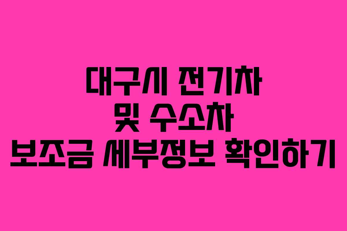 대구시 전기차 및 수소차 보조금 세부정보 확인하기