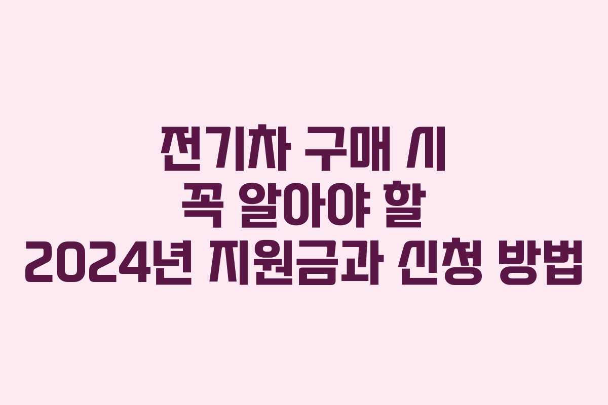 전기차 구매 시 꼭 알아야 할 2024년 지원금과 신청 방법