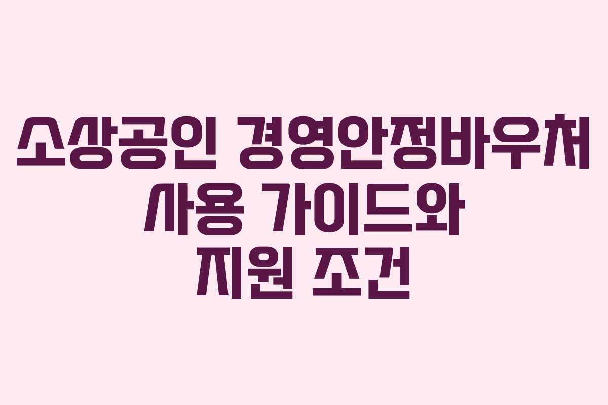 소상공인 경영안정바우처 사용 가이드와 지원 조건
