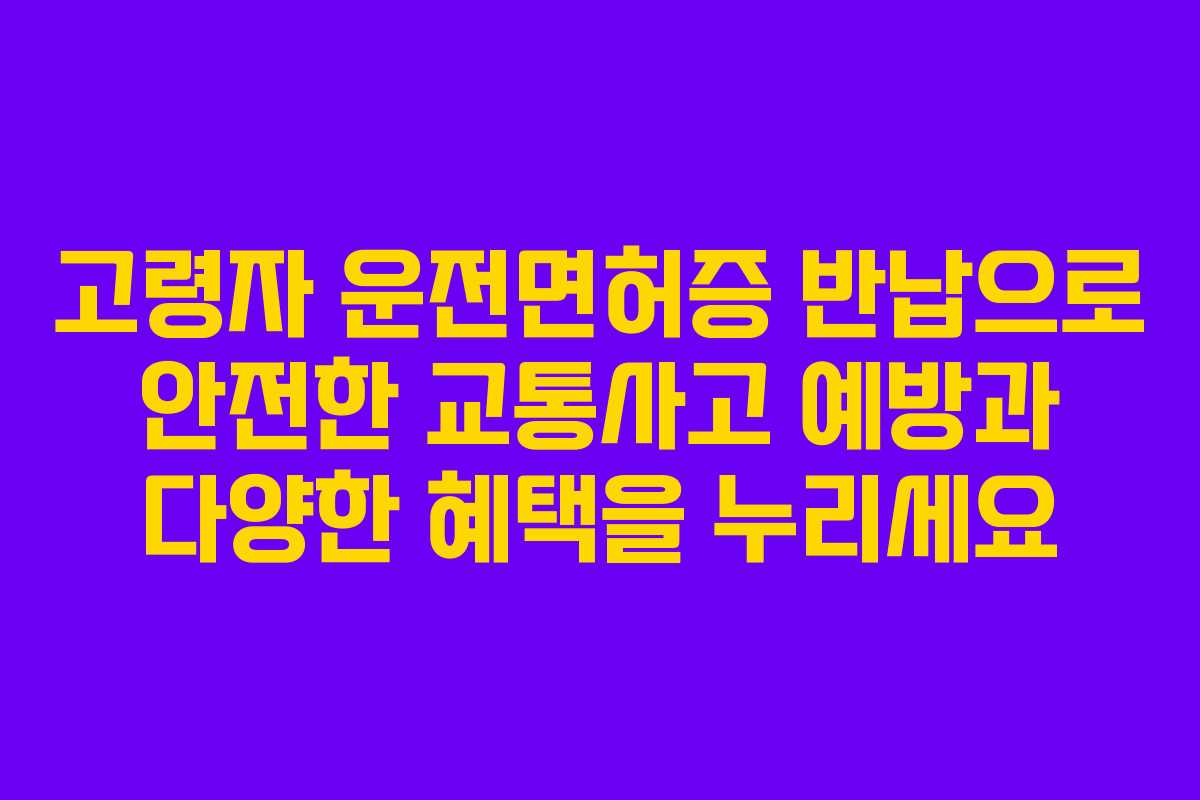 고령자 운전면허증 반납으로 안전한 교통사고 예방과 다양한 혜택을 누리세요