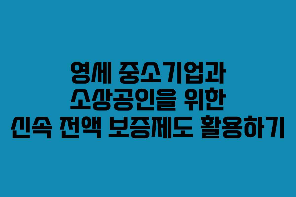 영세 중소기업과 소상공인을 위한 신속 전액 보증제도 활용하기