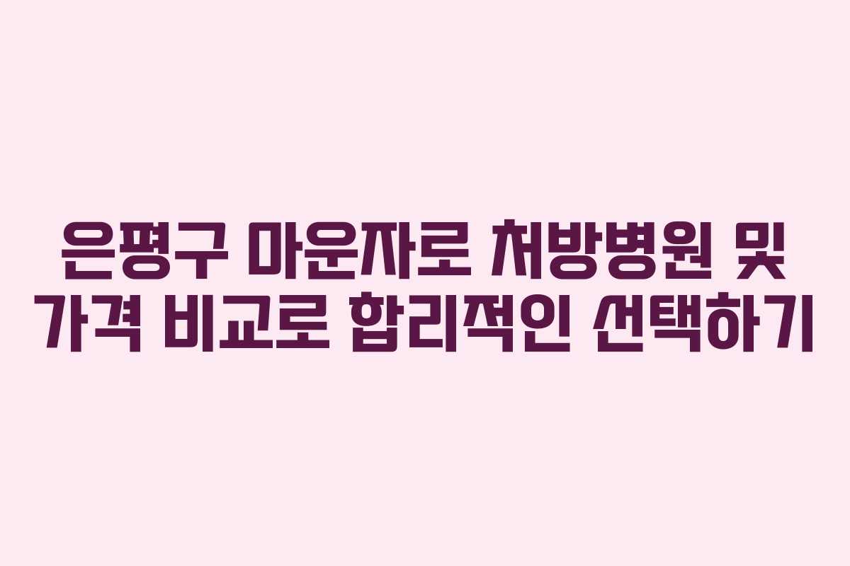 은평구 마운자로 처방병원 및 가격 비교로 합리적인 선택하기