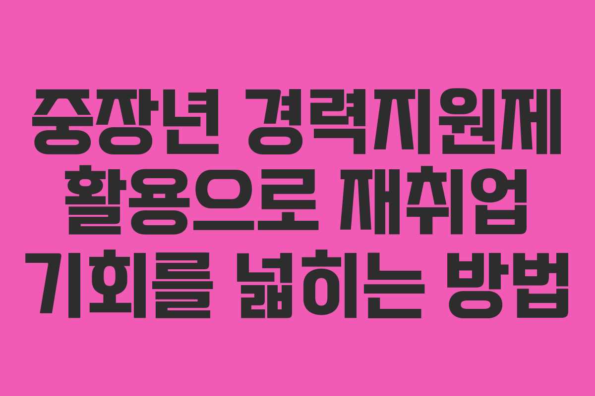 중장년 경력지원제 활용으로 재취업 기회를 넓히는 방법
