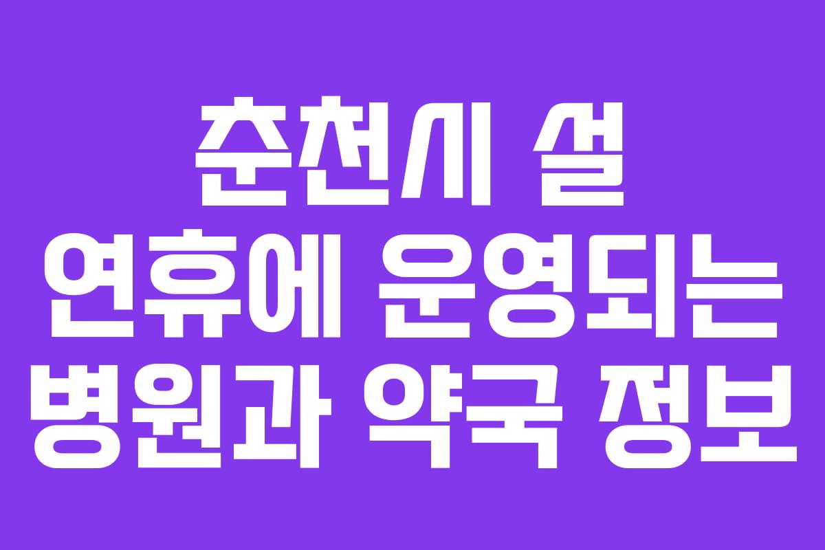 춘천시 설 연휴에 운영되는 병원과 약국 정보
