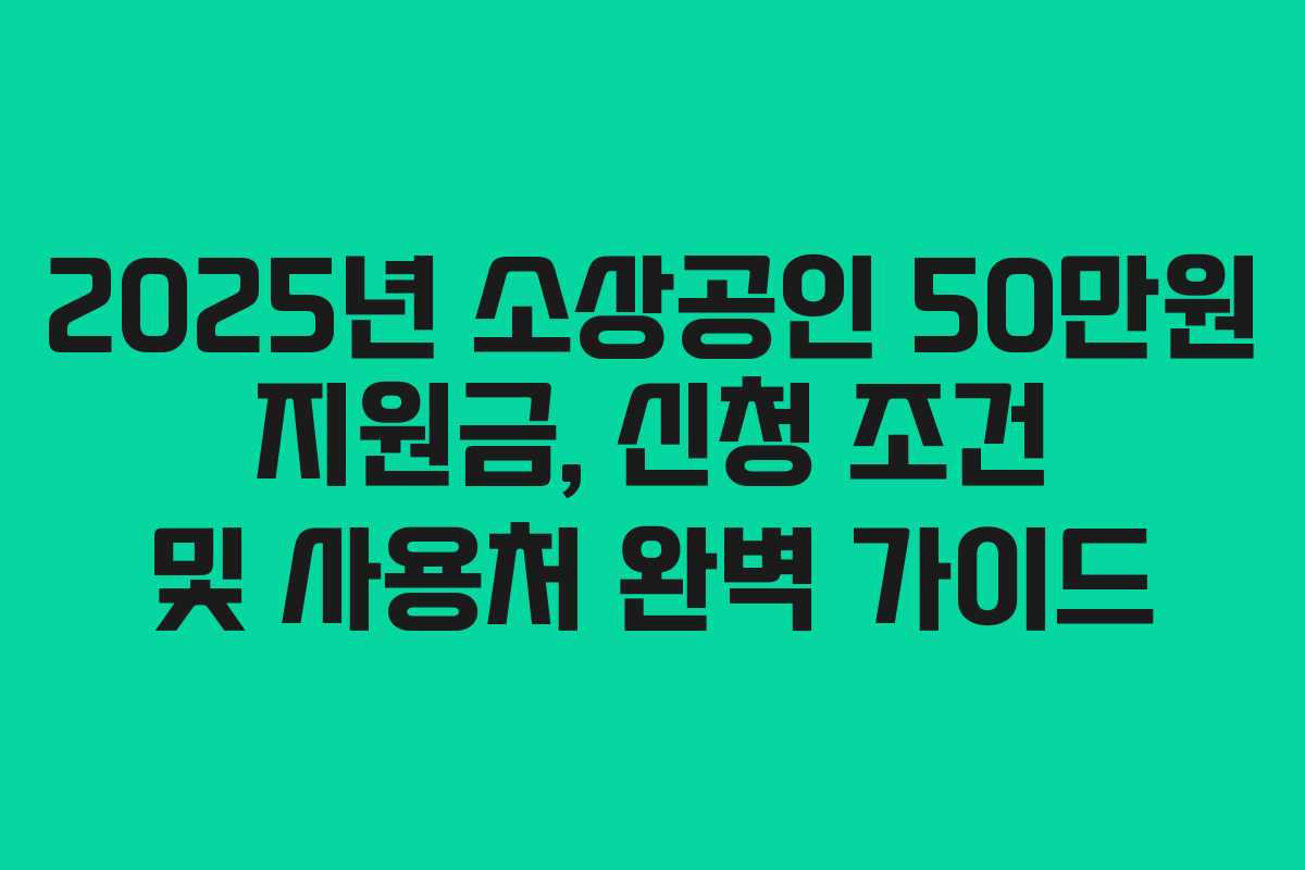 2025년 소상공인 50만원 지원금, 신청 조건 및 사용처 완벽 가이드