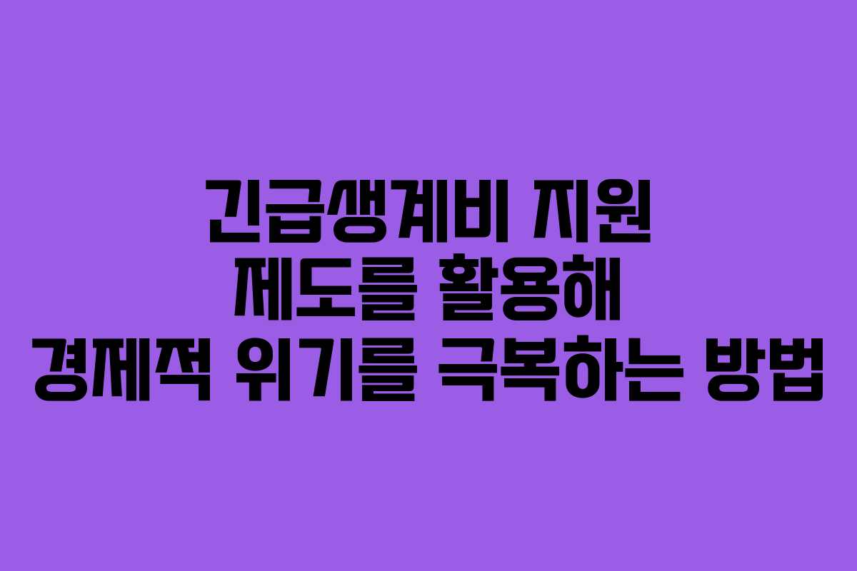 긴급생계비 지원 제도를 활용해 경제적 위기를 극복하는 방법