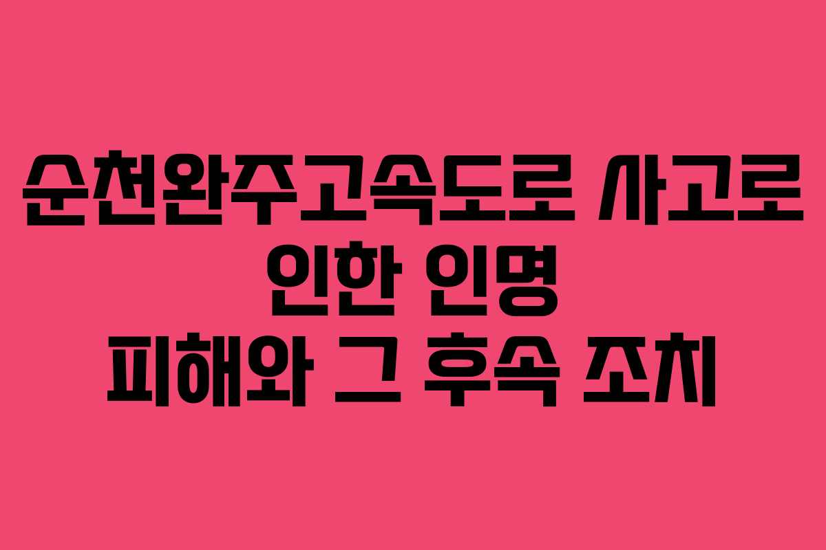 순천완주고속도로 사고로 인한 인명 피해와 그 후속 조치