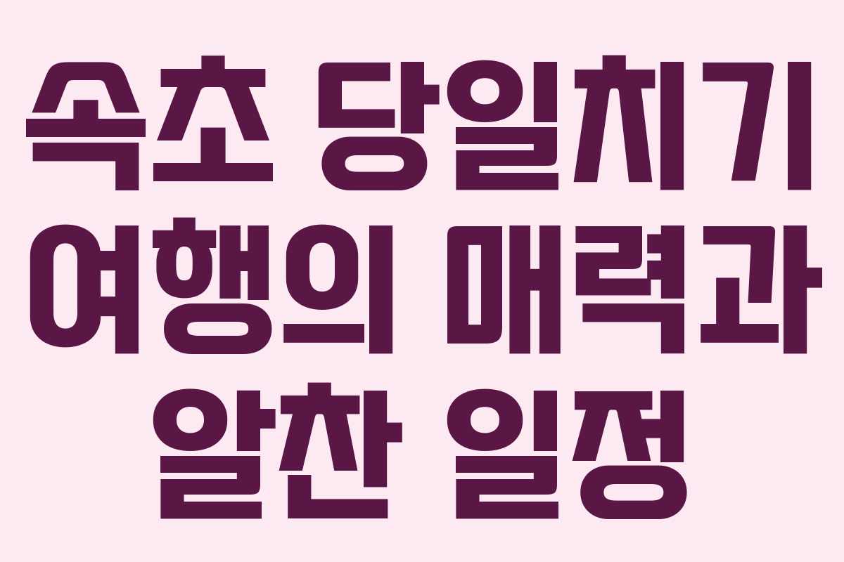 속초 당일치기 여행의 매력과 알찬 일정