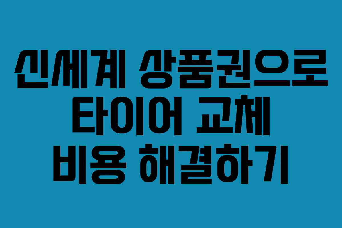 신세계 상품권으로 타이어 교체 비용 해결하기