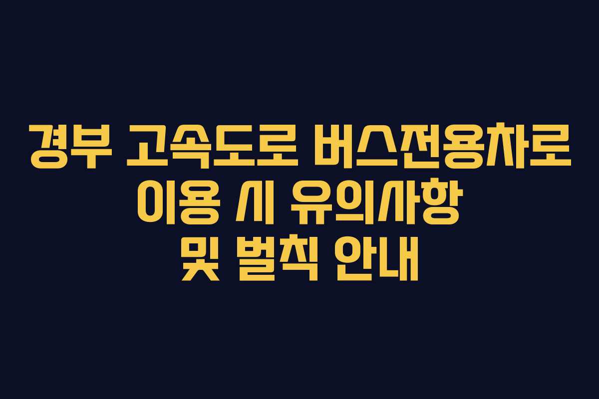 경부 고속도로 버스전용차로 이용 시 유의사항 및 벌칙 안내