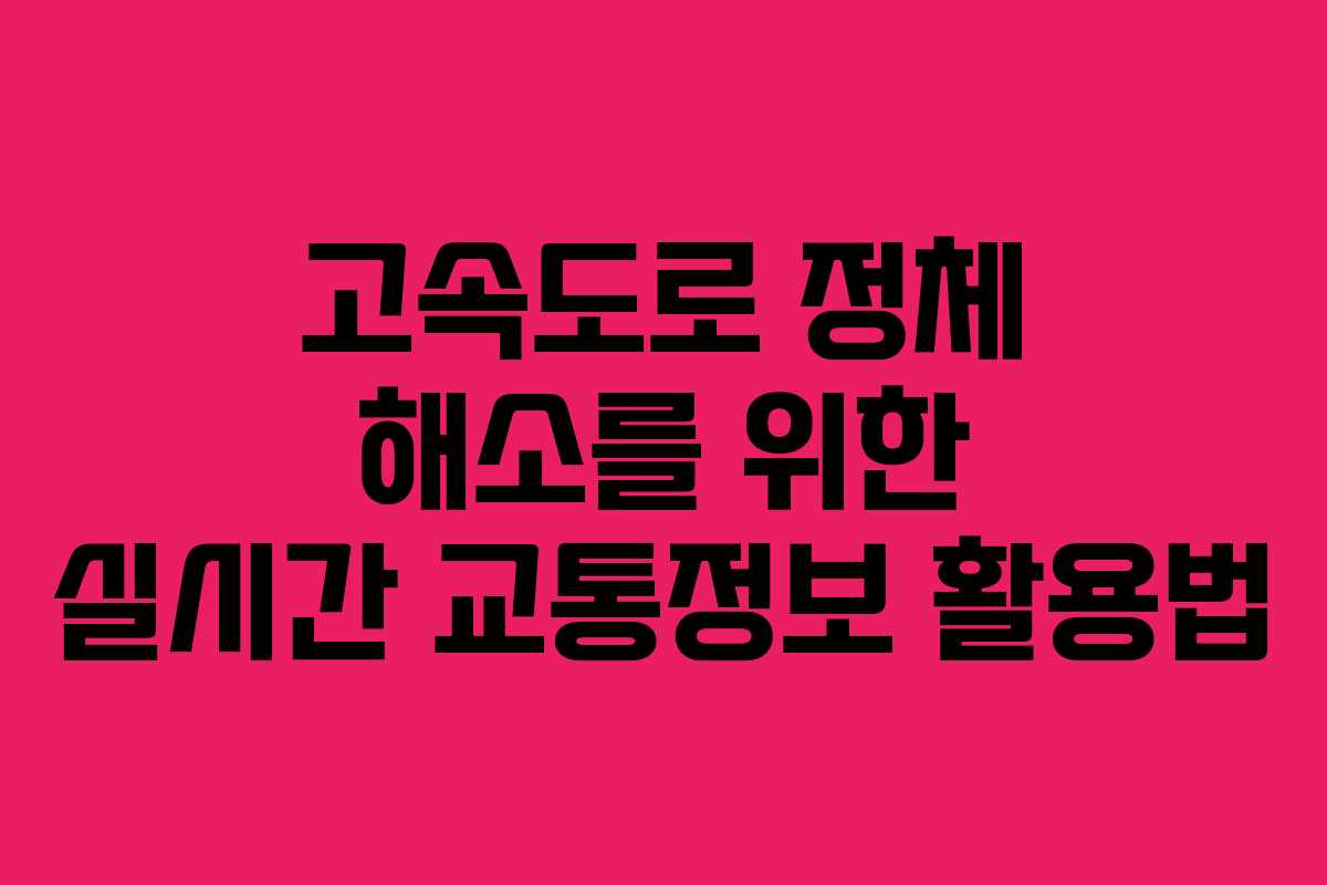 고속도로 정체 해소를 위한 실시간 교통정보 활용법