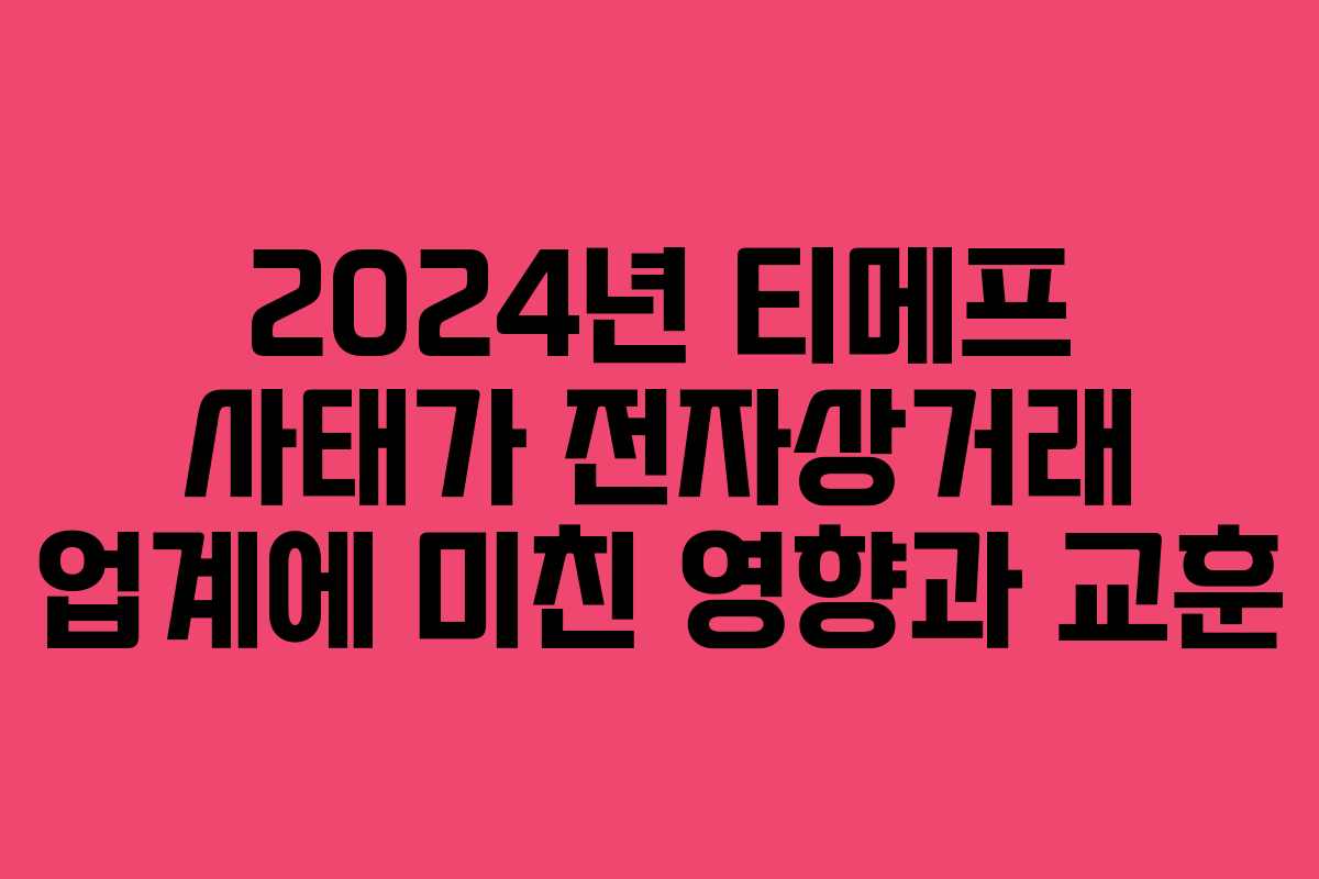 2024년 티메프 사태가 전자상거래 업계에 미친 영향과 교훈