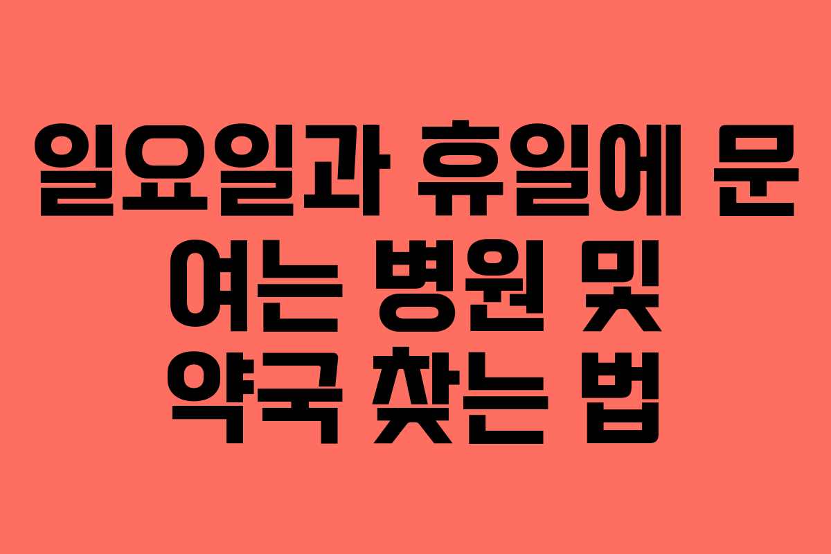 일요일과 휴일에 문 여는 병원 및 약국 찾는 법