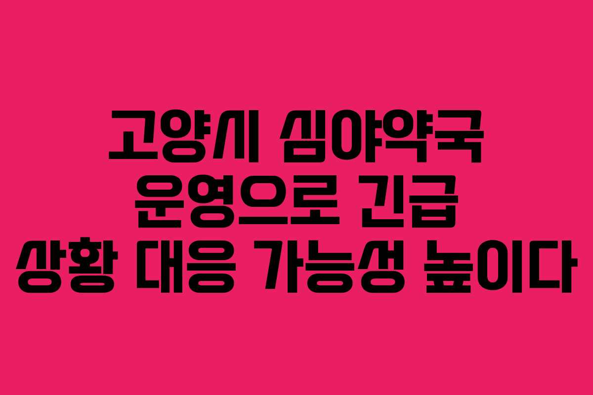 고양시 심야약국 운영으로 긴급 상황 대응 가능성 높이다