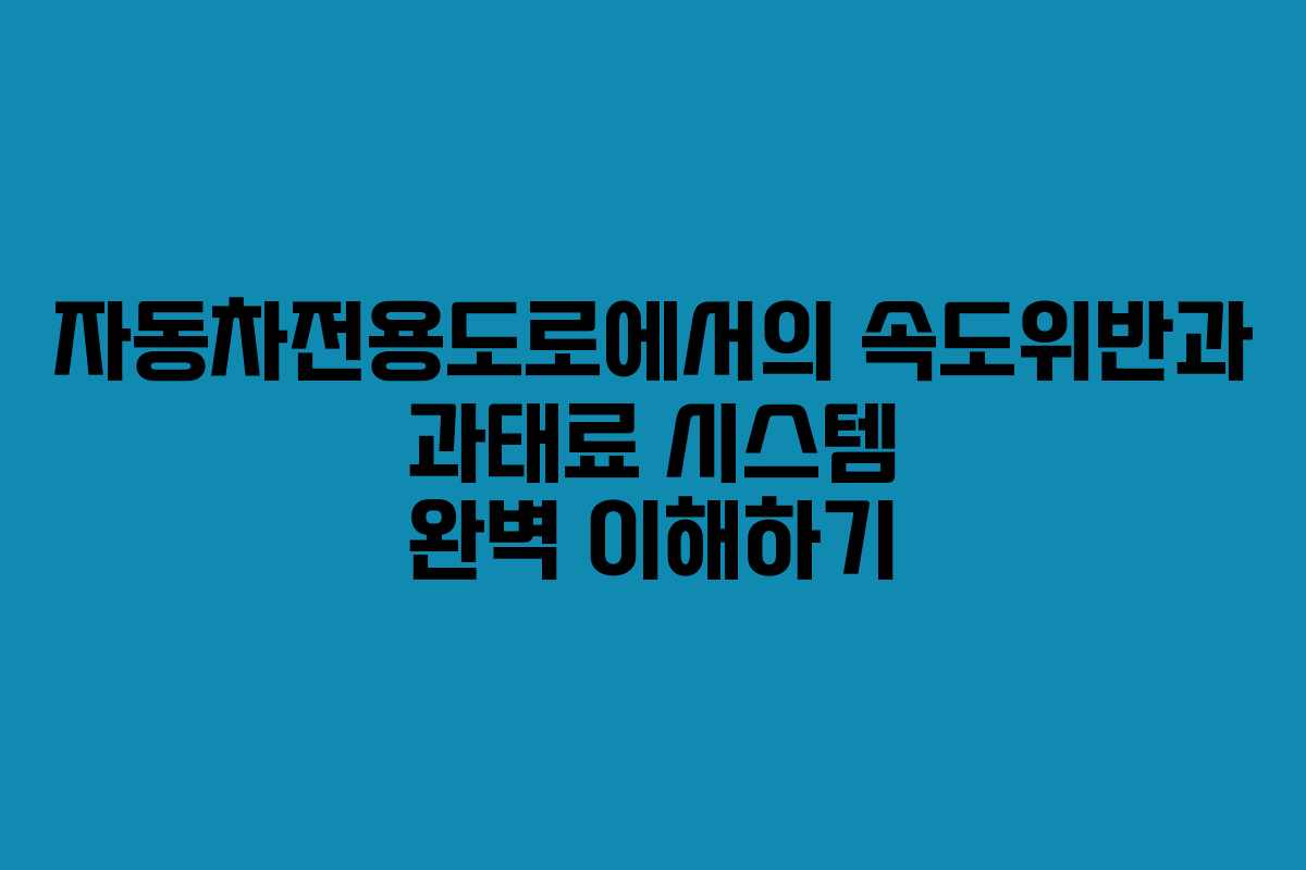 자동차전용도로에서의 속도위반과 과태료 시스템 완벽 이해하기