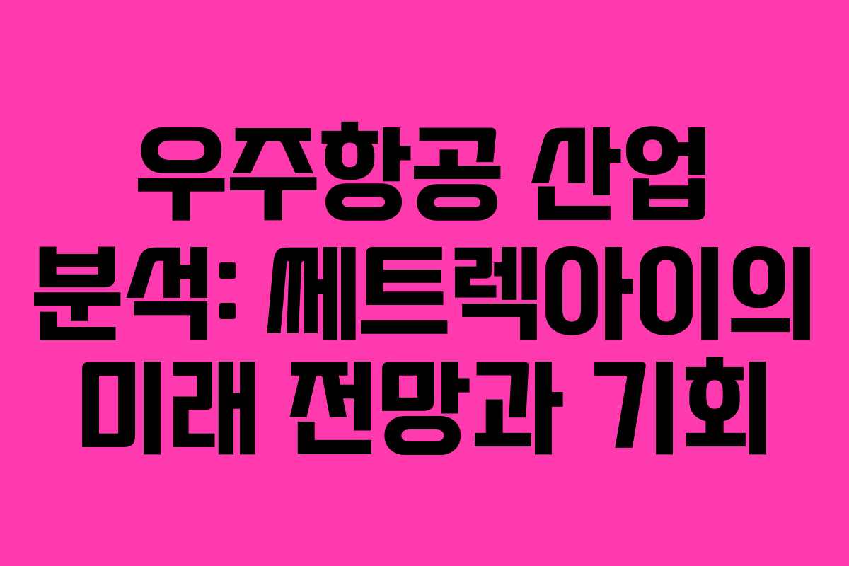 우주항공 산업 분석: 쎄트렉아이의 미래 전망과 기회