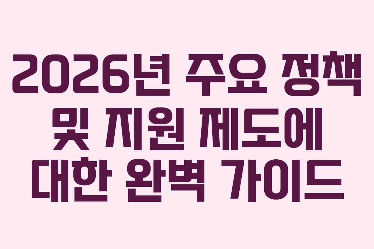 2026년 주요 정책 및 지원 제도에 대한 완벽 가이드