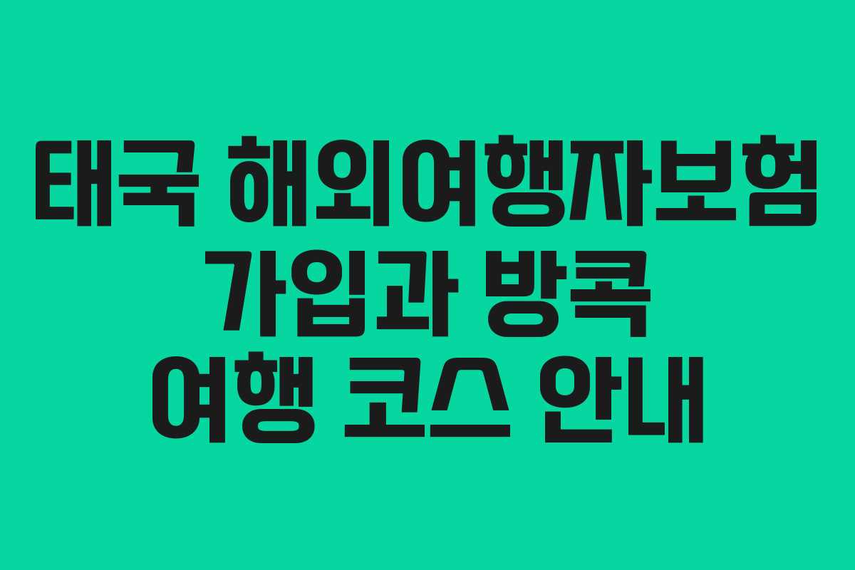 태국 해외여행자보험 가입과 방콕 여행 코스 안내