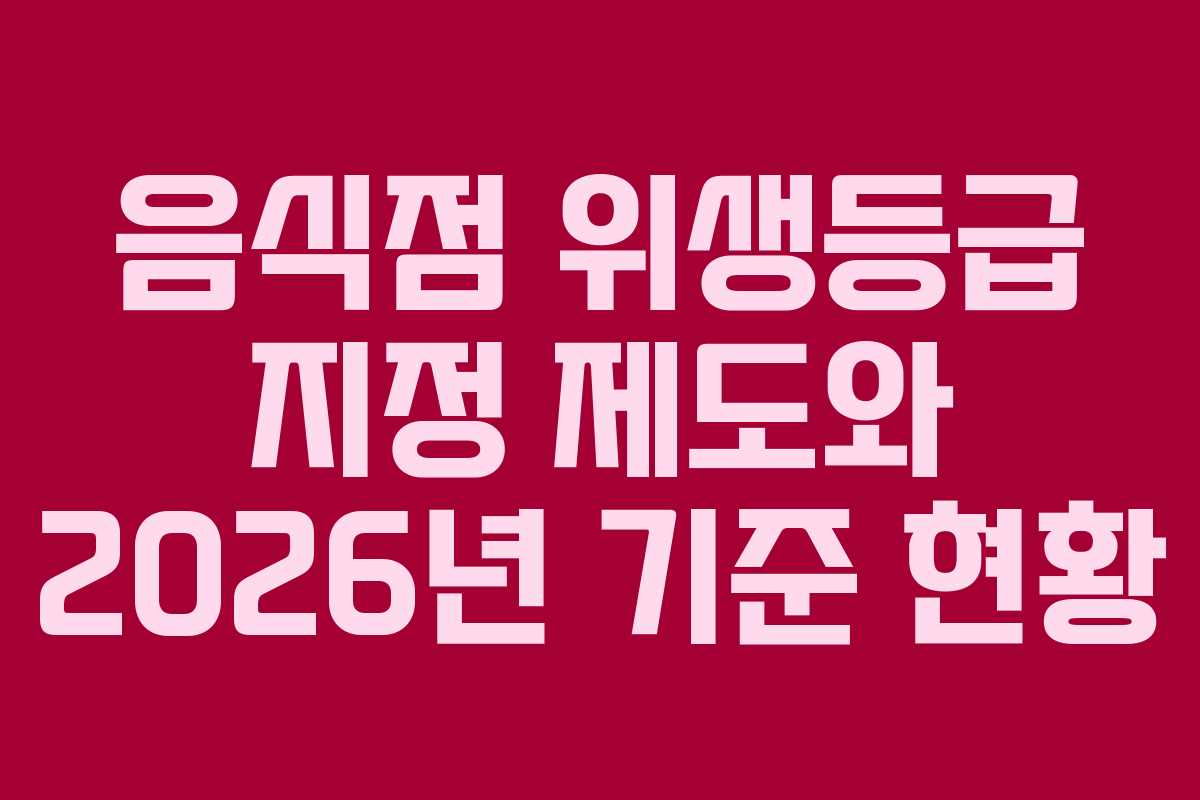 음식점 위생등급 지정 제도와 2026년 기준 현황